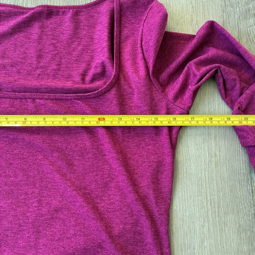soft long sleeve top thumb holes Square neck stretchy activewear lounge ballet - Picture 4 of 5